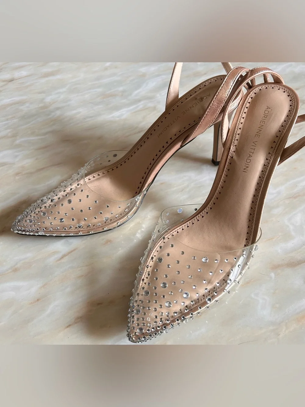 Adrienne Vittadini Nerve Rhinestone Slingback Heels Sz 9 Autumn Wedding Guest